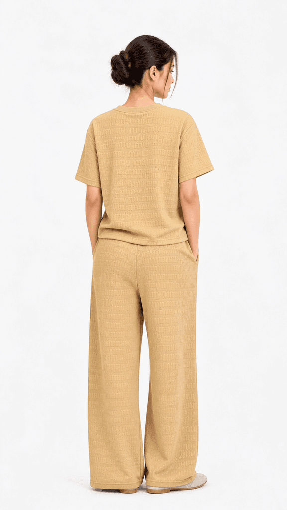 Miu Miu Women's Luxury Cotton T-Shirt and Pajama Sleepwear Set - Light Brown (Free Size) 2