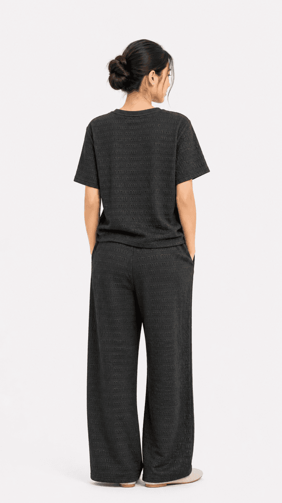 Miu Miu Women's Luxury Cotton T-Shirt and Pajama Sleepwear Set - Black (Free Size) 2