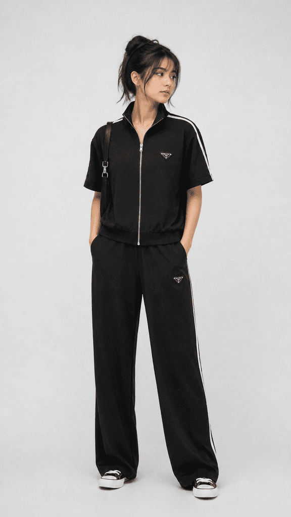 Prada Women's Cotton Jacket and Pajama Set - Black (Free Size) 1