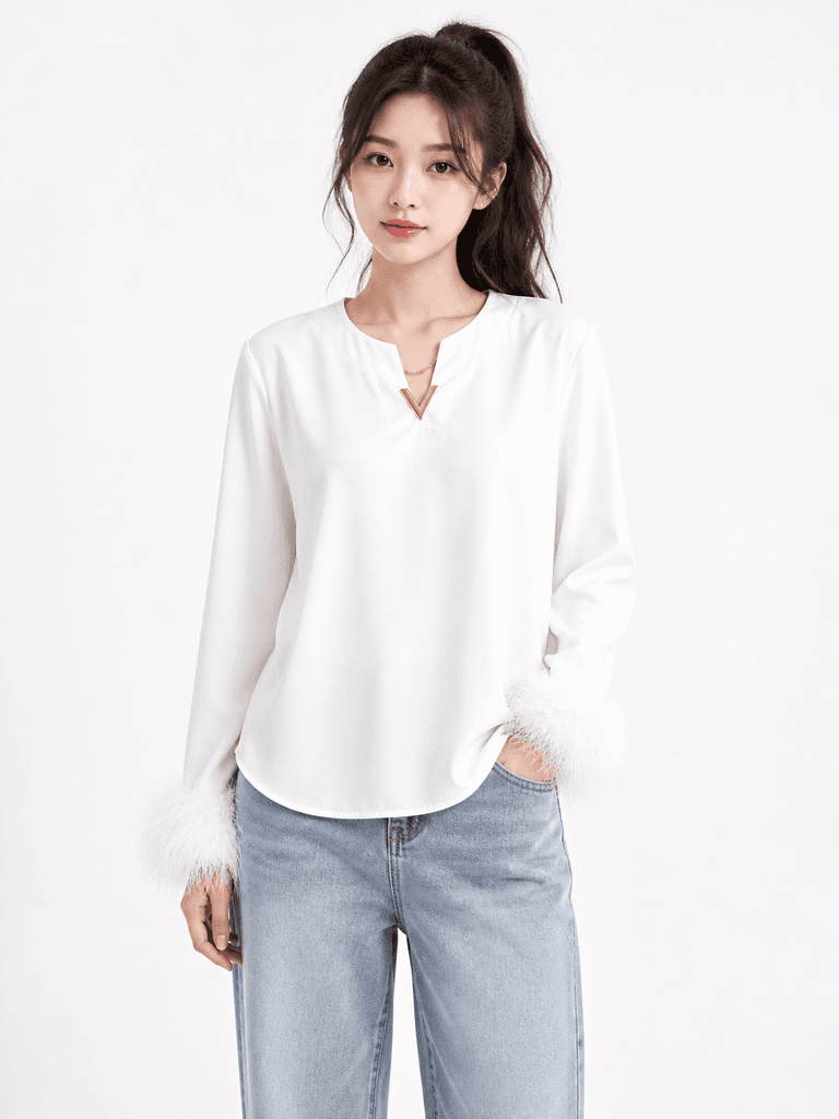 LELEFUSHI Women's Elegant Satin Blouse - White (Free Size) 1