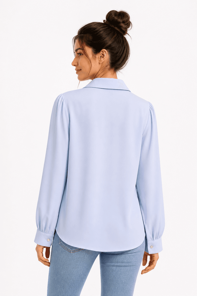 Fang Elegant Women's Satin Blouse - Light Blue (Free Size) 2