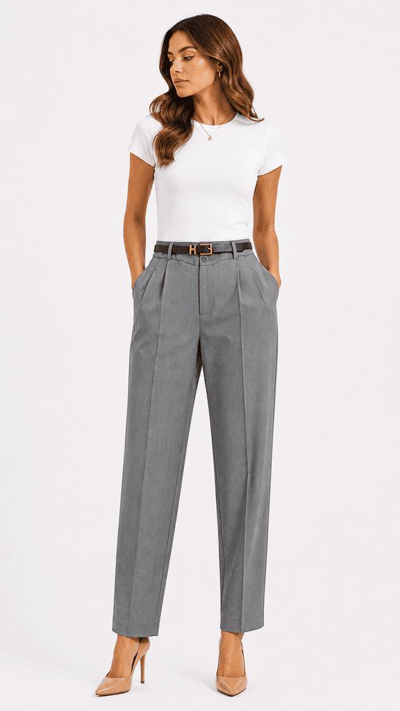 ROMA BRAND Women's Elegant Polyester Fabric Pants - Gray (M) 1