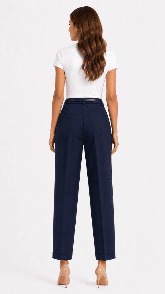 ROMA BRAND Women's Elegant Polyester Fabric Pants - Navy Blue (M) 2