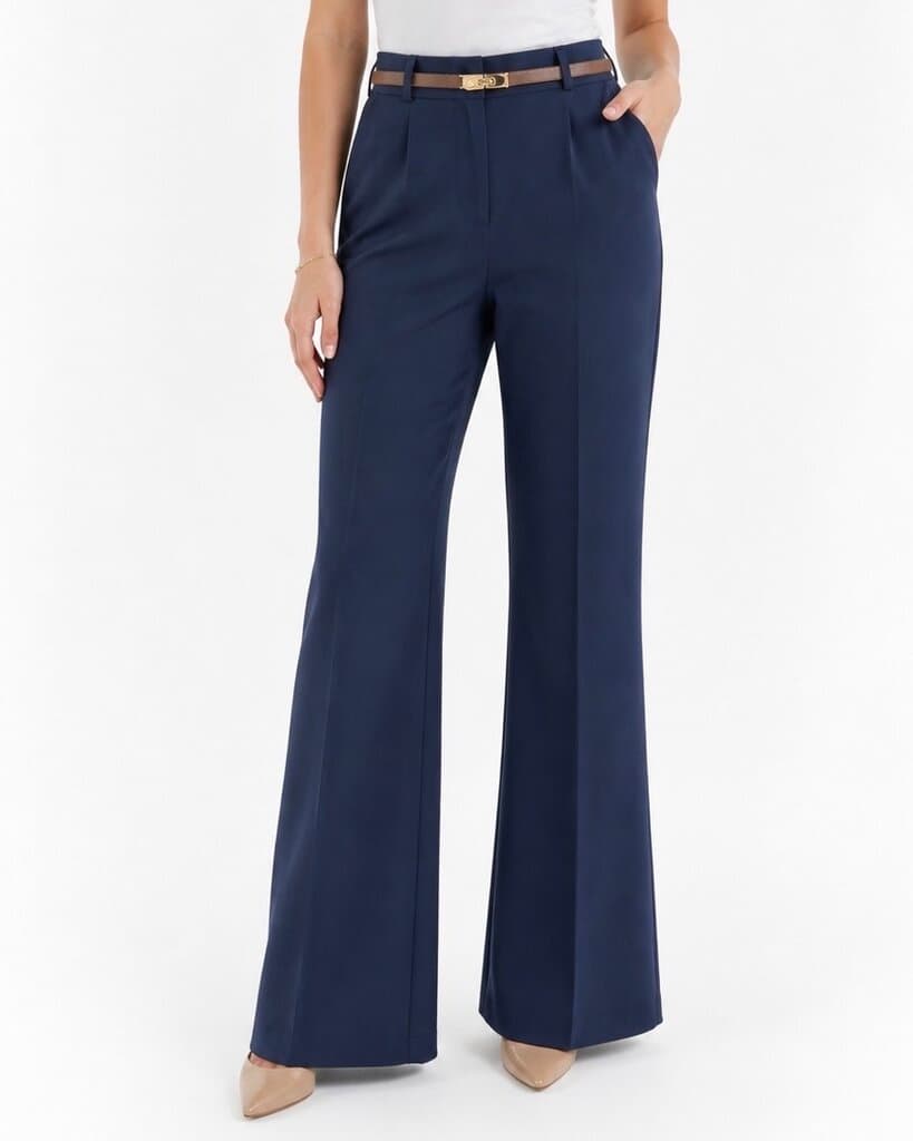 ROMA BRAND Women's Classic Polyester Fabric Pants - Navy Blue (M) 1
