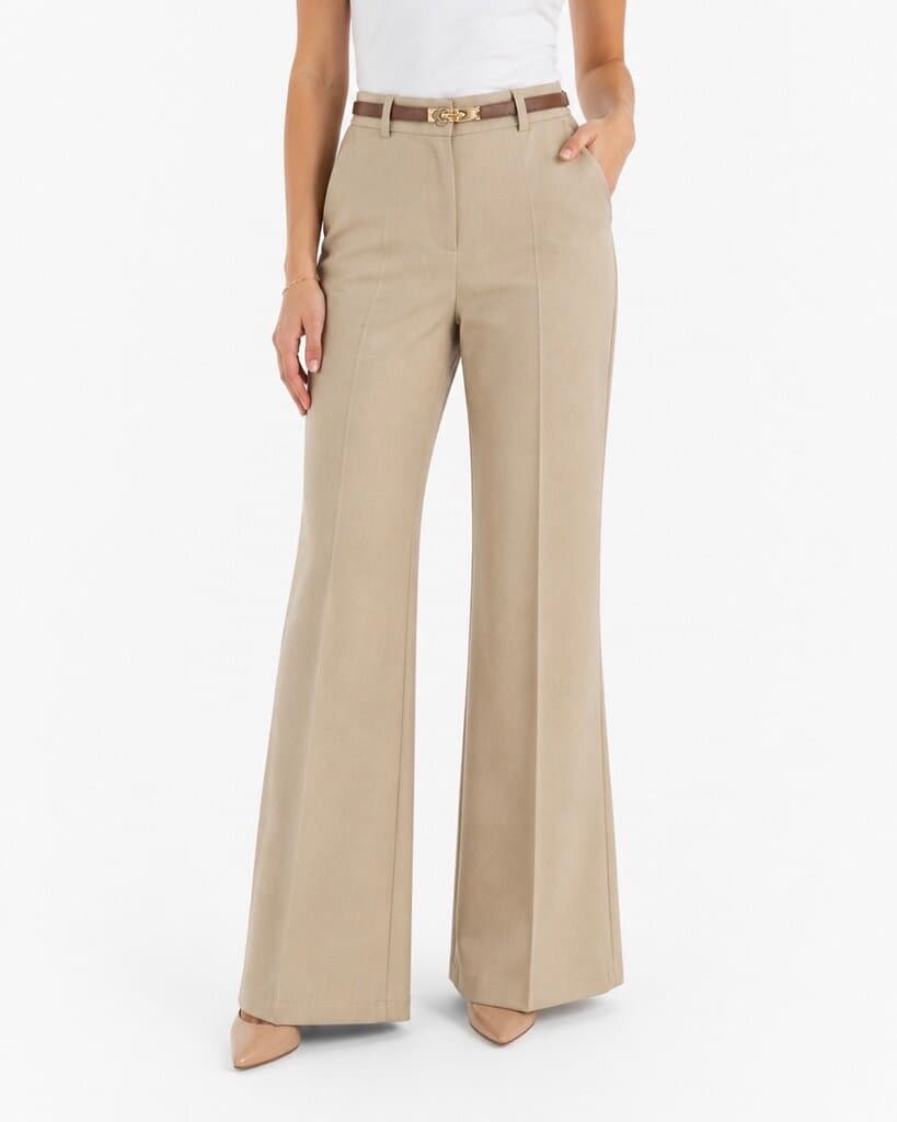 ROMA BRAND Women's Classic Polyester Fabric Pants - Khaki (M) 1