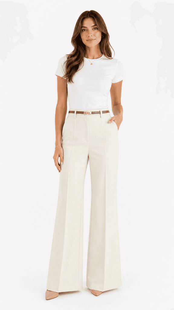 ROMA BRAND Women's Classic Polyester Fabric Pants - Off White (M) 2