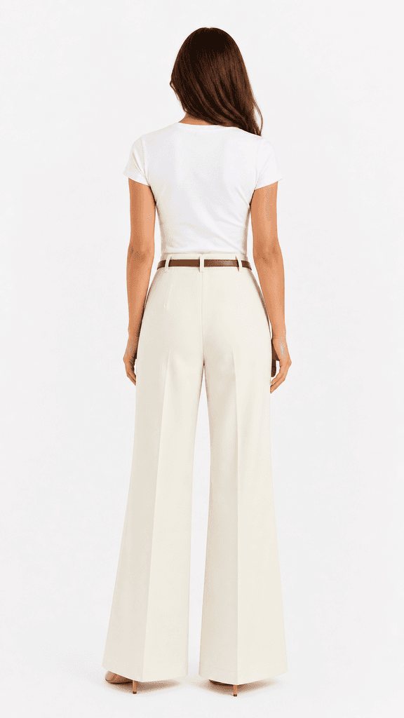 ROMA BRAND Women's Classic Polyester Fabric Pants - Off White (M) 3