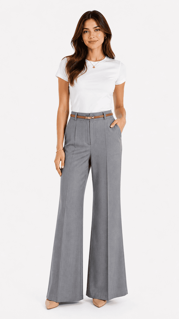 ROMA BRAND Women's Classic Polyester Fabric Pants - Gray (M) 2