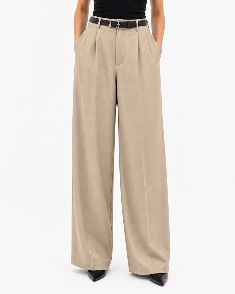 ROMA BRAND Women's Elegant Polyester Fabric Pants - Khaki (M) 1