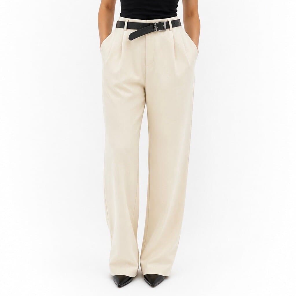 ROMA BRAND Women's Elegant Polyester Fabric Pants - Off White (M) 1