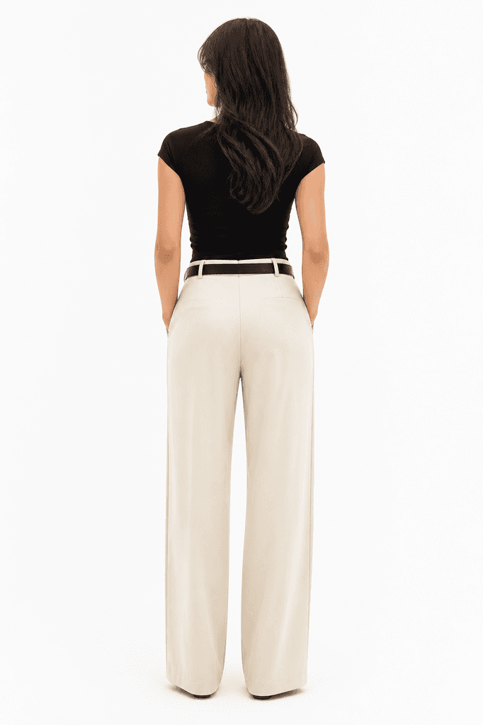 ROMA BRAND Women's Elegant Polyester Fabric Pants - Off White (M) 2