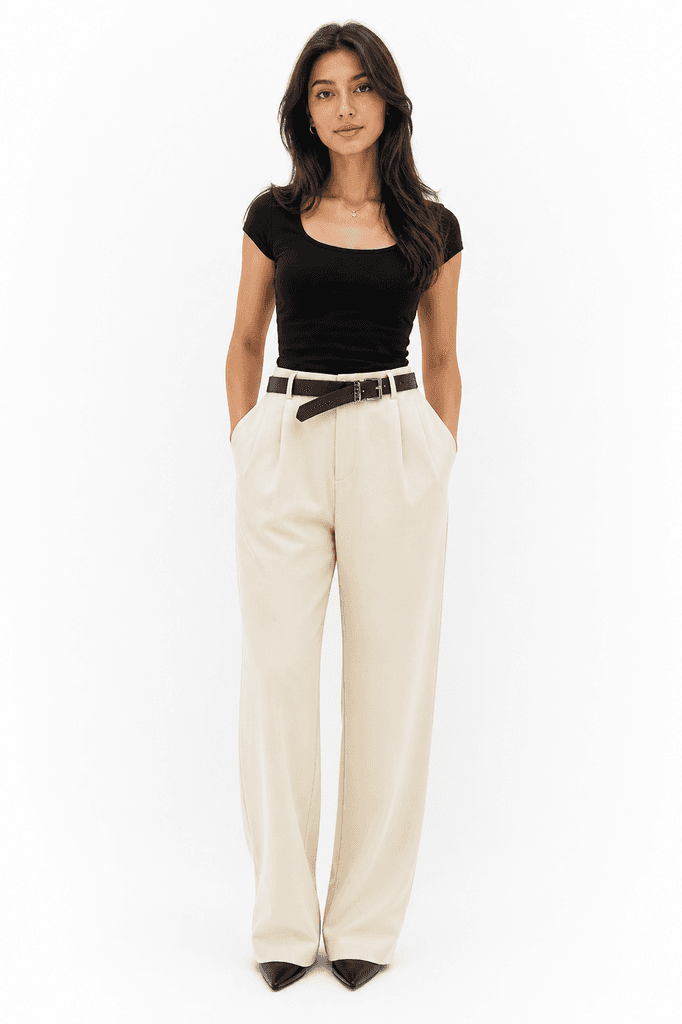 ROMA BRAND Women's Elegant Polyester Fabric Pants - Off White (M) 3