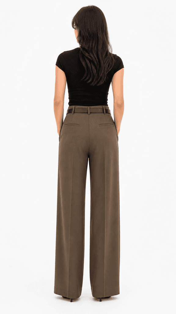 ROMA BRAND Women's Elegant Polyester Fabric Pants - Brown (M) 3