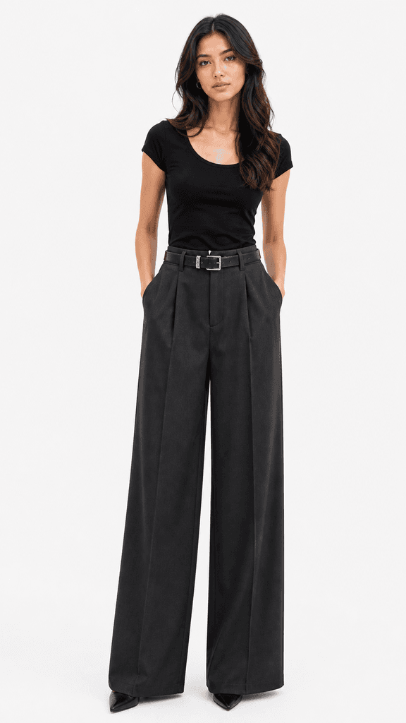 ROMA BRAND Women's Elegant Polyester Fabric Pants - Black (M) 2