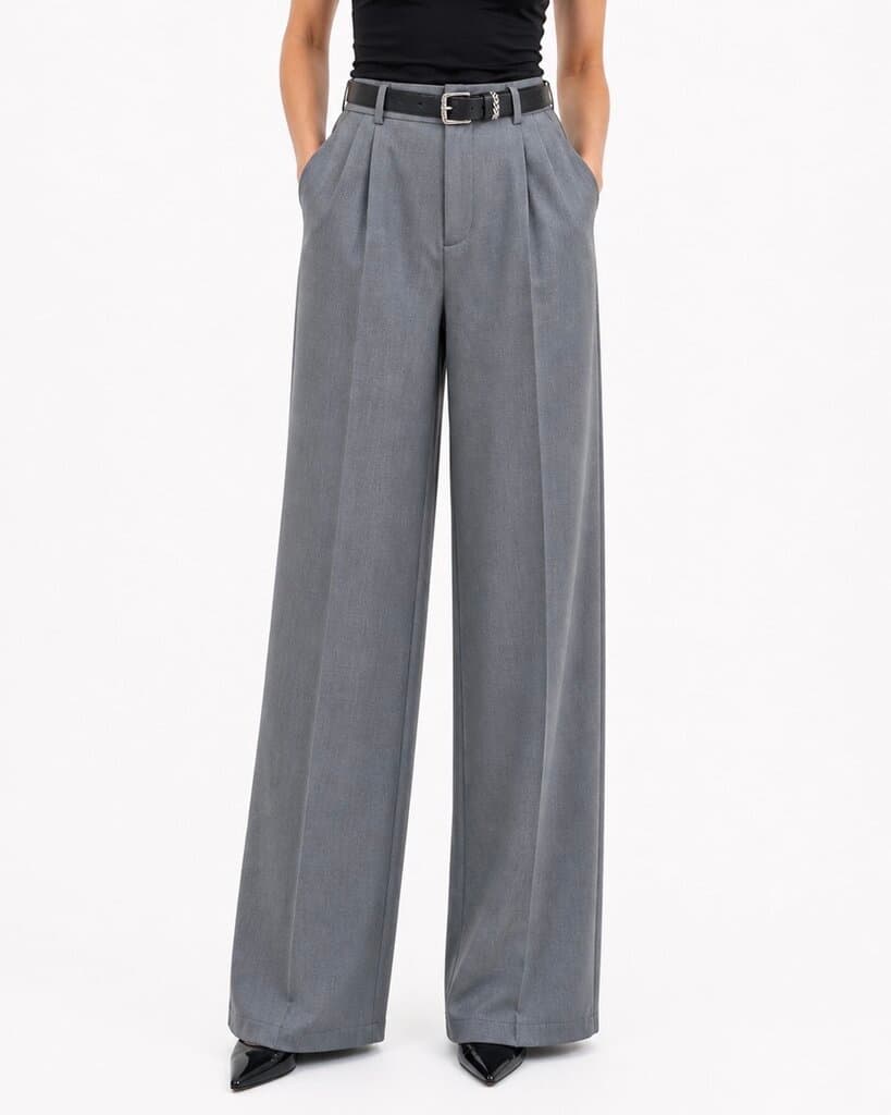 ROMA BRAND Women's Elegant Polyester Fabric Pants - Gray (M) 1