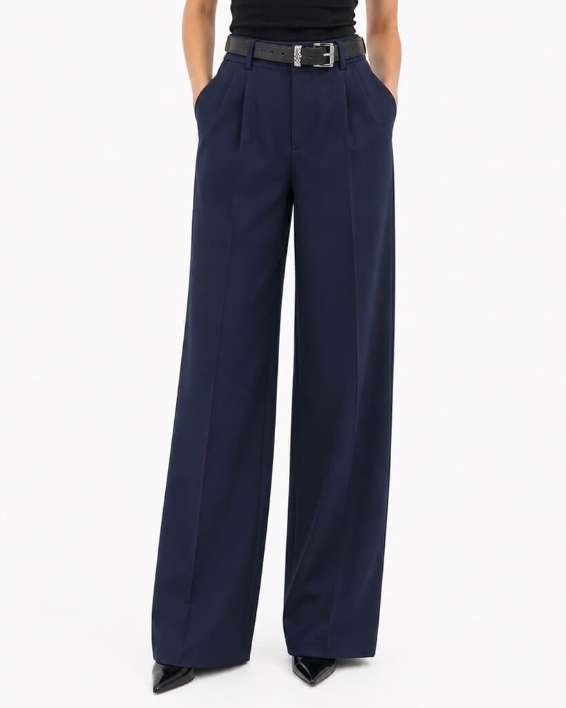 ROMA BRAND Women's Elegant Polyester Fabric Pants - Navy Blue (M) 1