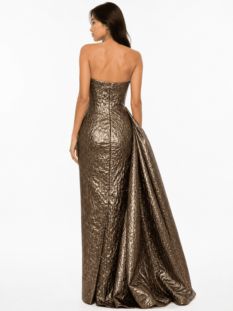 Metallic gold evening gown 2