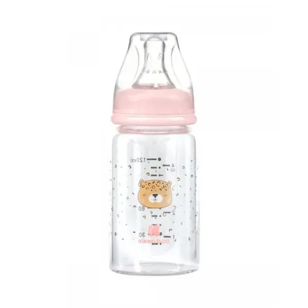 KikkaBoo Glass Feeding Bottle 120ml Savanna - Pink 1