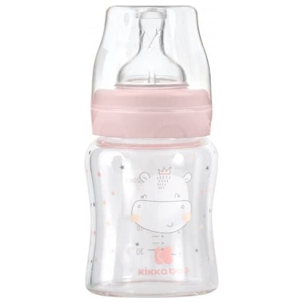 KikkaBoo Glass Feeding Bottle 120ml Hippo Dreams - Pink 1
