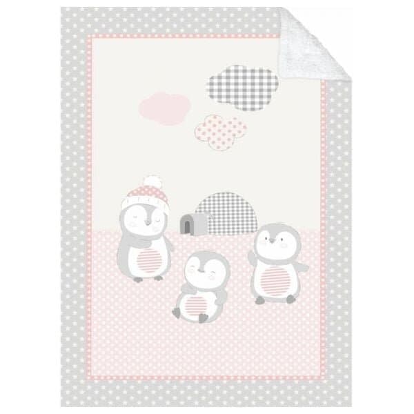 KikkaBoo Super Soft Baby Blanket with Sherpa 110/140 Pingui Family - Pink 1