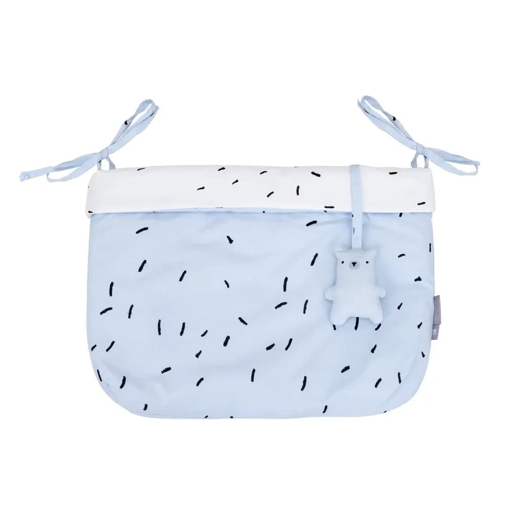 KikkaBoo Diaper Basket with Ties Bear with Me - Blue 1