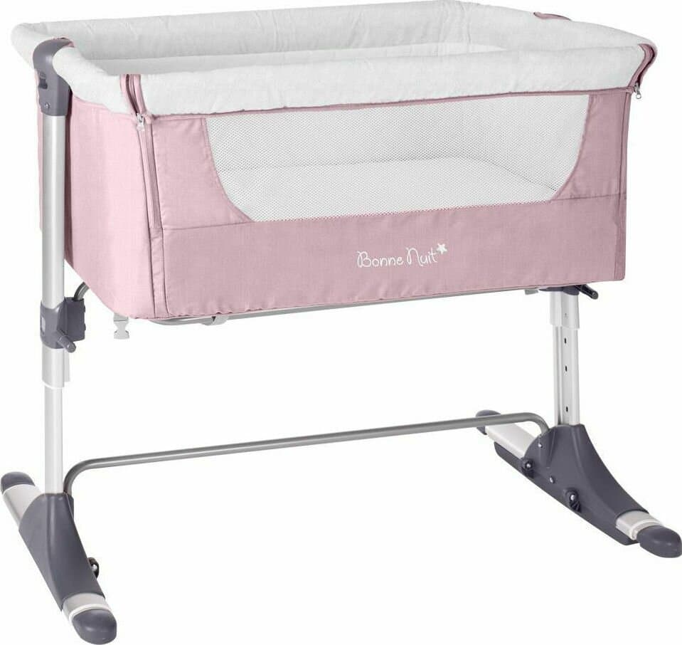 KikkaBoo Bedside Crib Bonne Nuit - Pink Melange 1