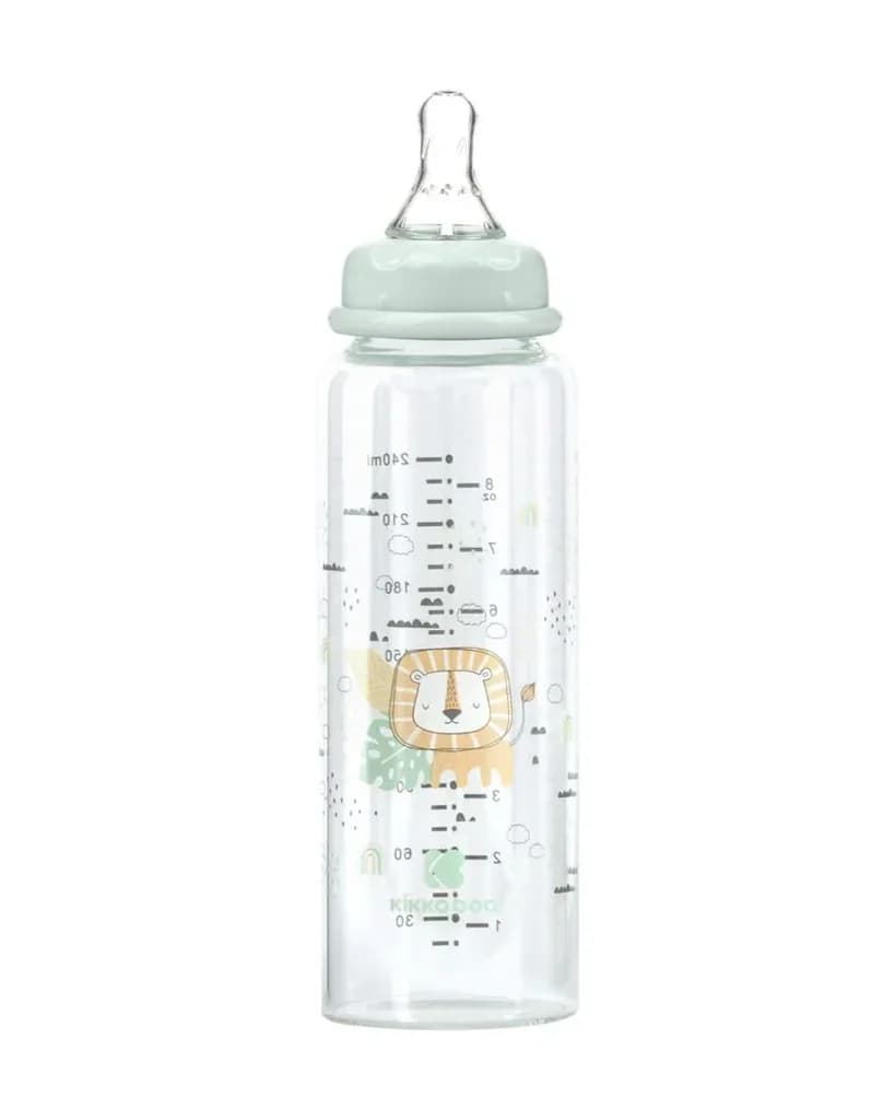 KikkaBoo Glass Feeding Bottle 240ml Savanna - Mint 2