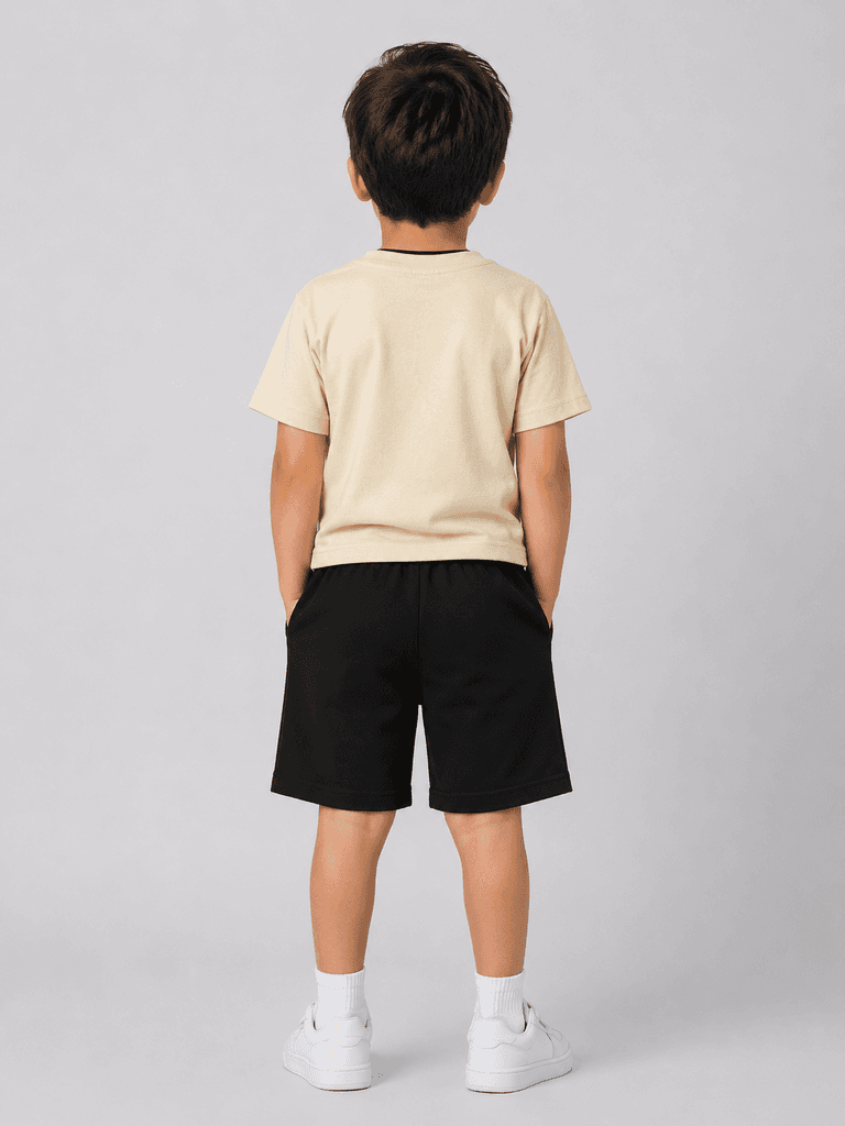 Alfa Boys' Premium 100% Cotton T-Shirt and Pajama Sleepwear Set - Beige (3-9 years) 1