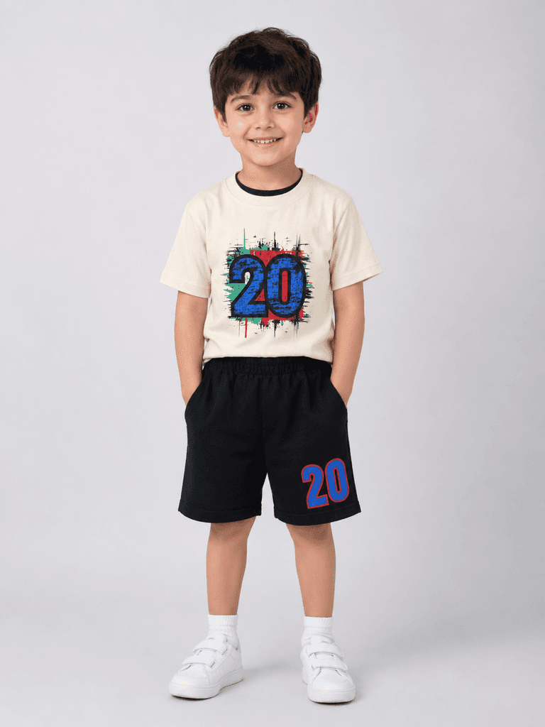 Alfa Boys' Premium 100% Cotton T-Shirt and Pajama Sleepwear Set - Beige (3-9 years) 2