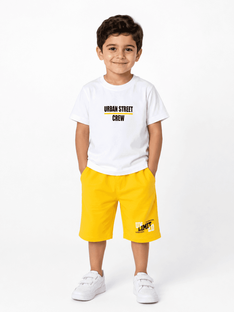 Landax Premium Cotton Boys' T-Shirt and Pajama Lounge Set - White (11-14 years) 1