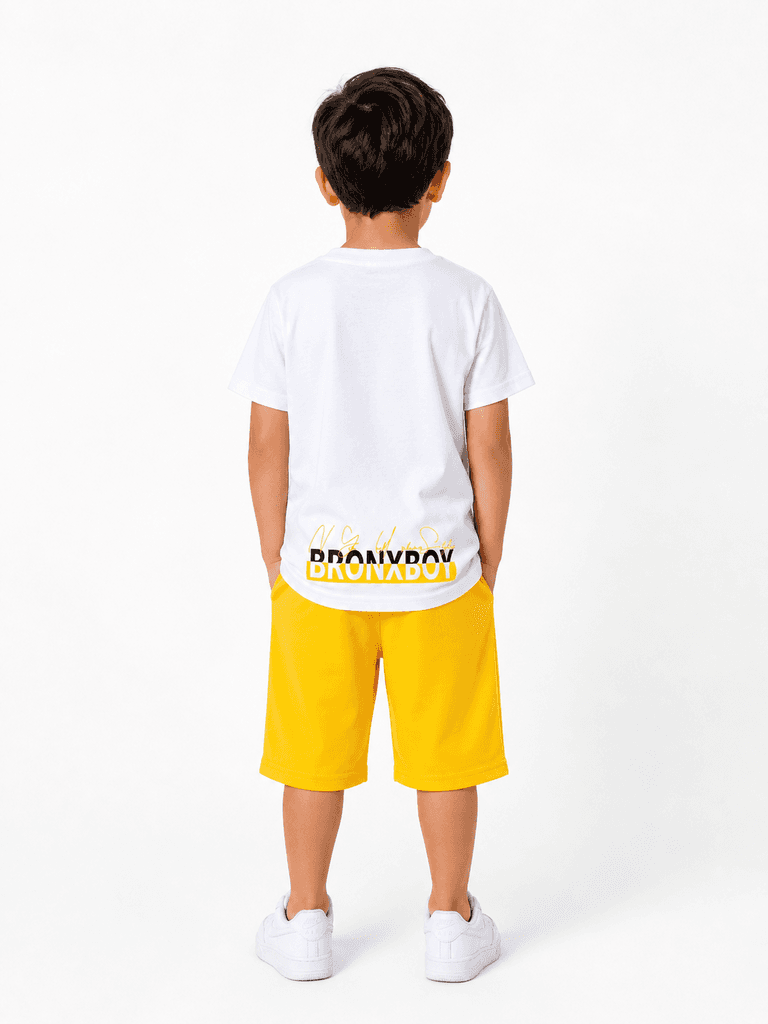 Landax Premium Cotton Boys' T-Shirt and Pajama Lounge Set - White (11-14 years) 2