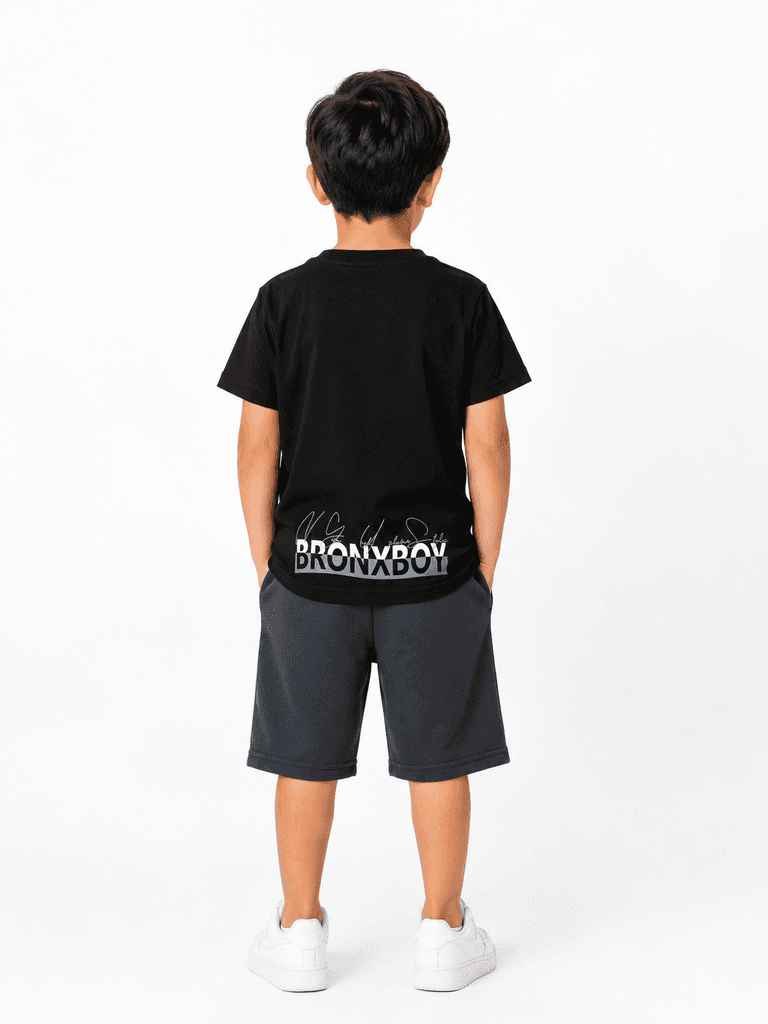 Landax Premium Cotton Boys' T-Shirt and Pajama Lounge Set - Black (11-14 years) 2