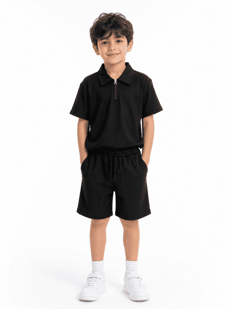 CMK Boys' Premium Cotton T-Shirt and Shorts Set - Black (5 years) 1
