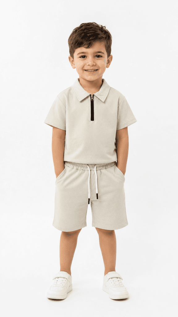 CMK Boys' Premium Cotton T-Shirt and Shorts Set - Off White (5 years) 1