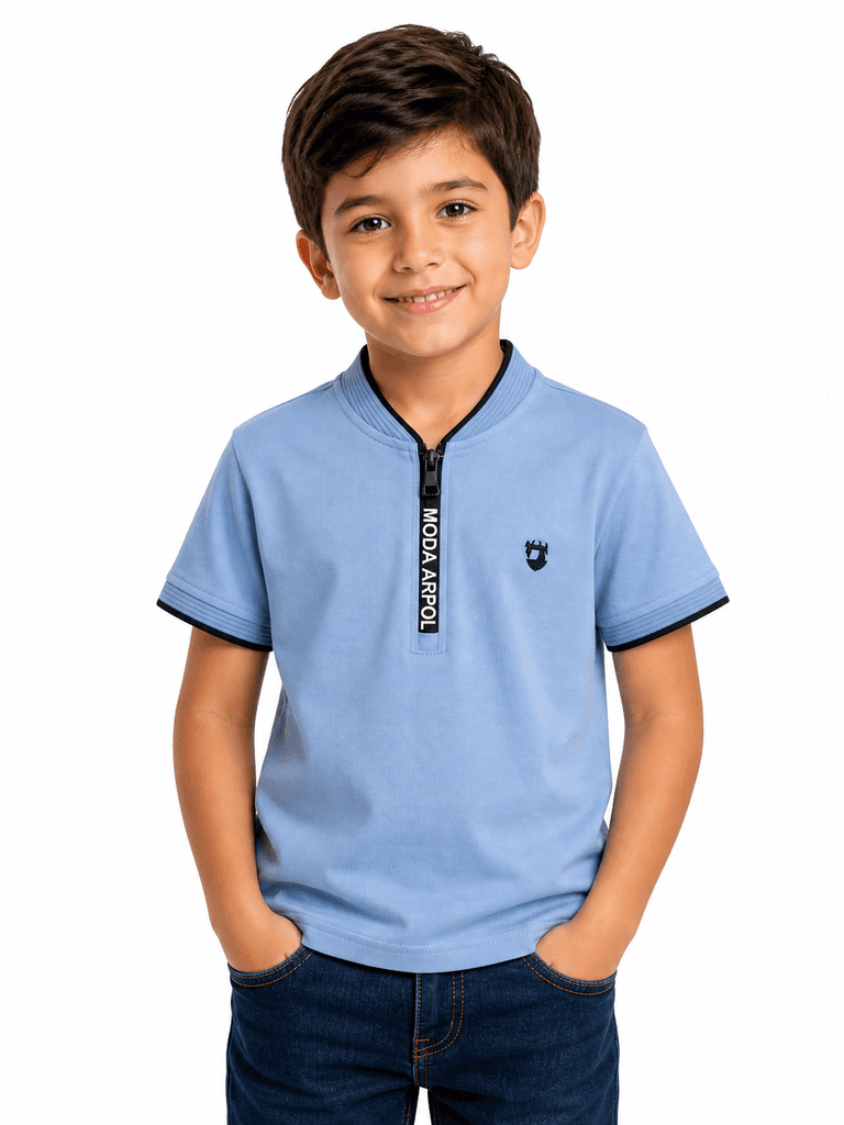 MODA ARPOL Boys' Premium Cotton T-Shirt - Light Blue - Size 3 1