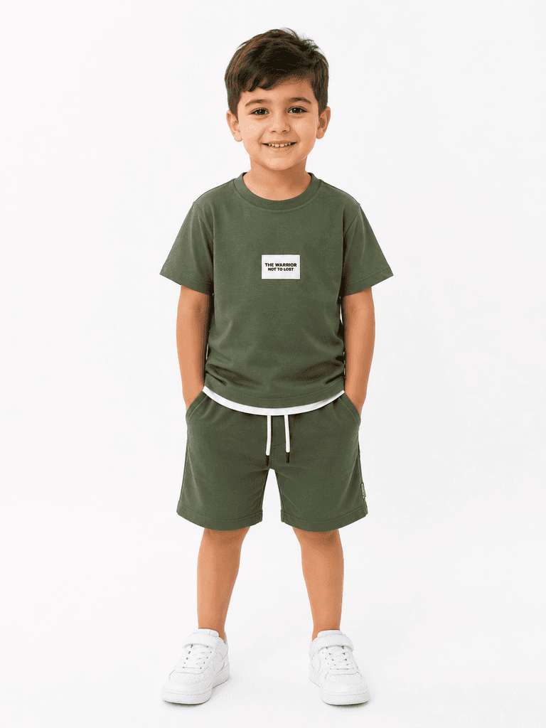 CIVILTI Boys' Premium Cotton T-Shirt and Shorts Set - Dark Green (6 years) 1