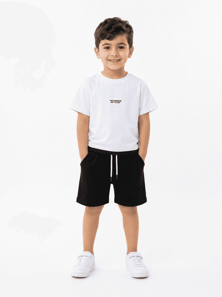 CIVILTI Boys' Premium Cotton T-Shirt and Shorts Set - White (6 years) 1