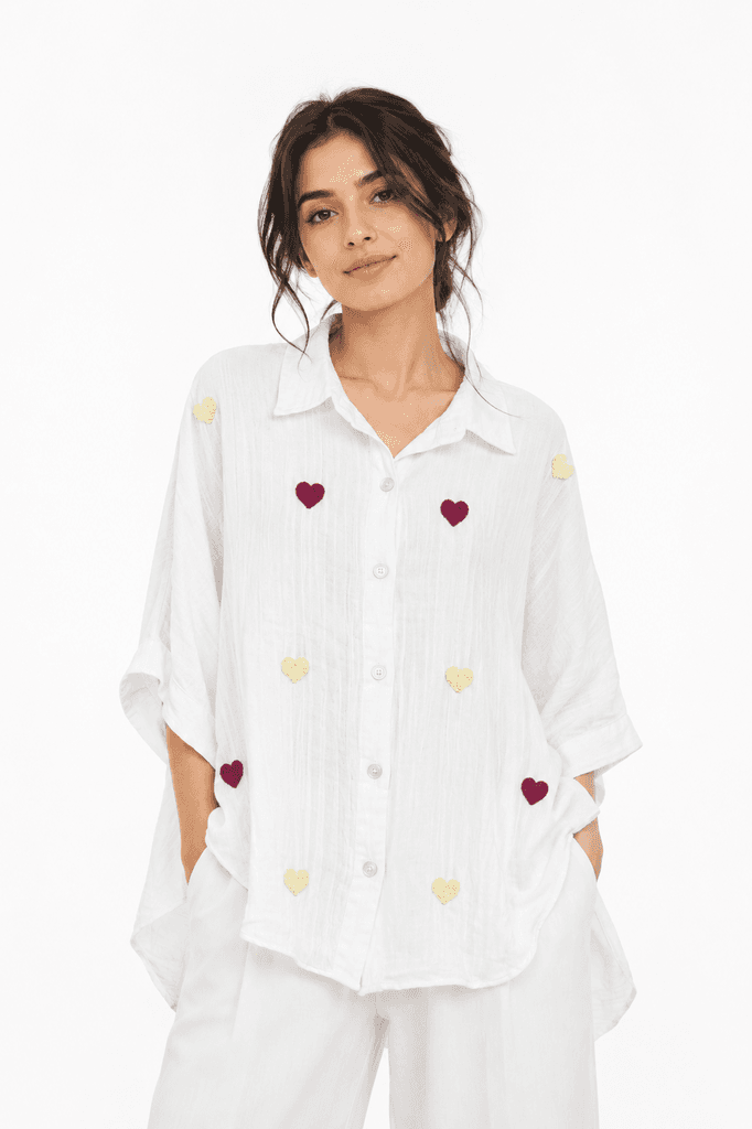 Hellie Women's Premium Cotton Shirt - Classic Fit Button-Down - White (S) 1