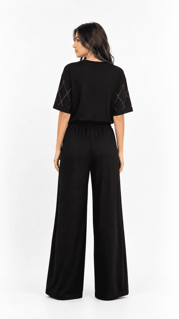 Mint Women's Premium Cotton Denim Shirt & Pajama Set - Black (S) 2