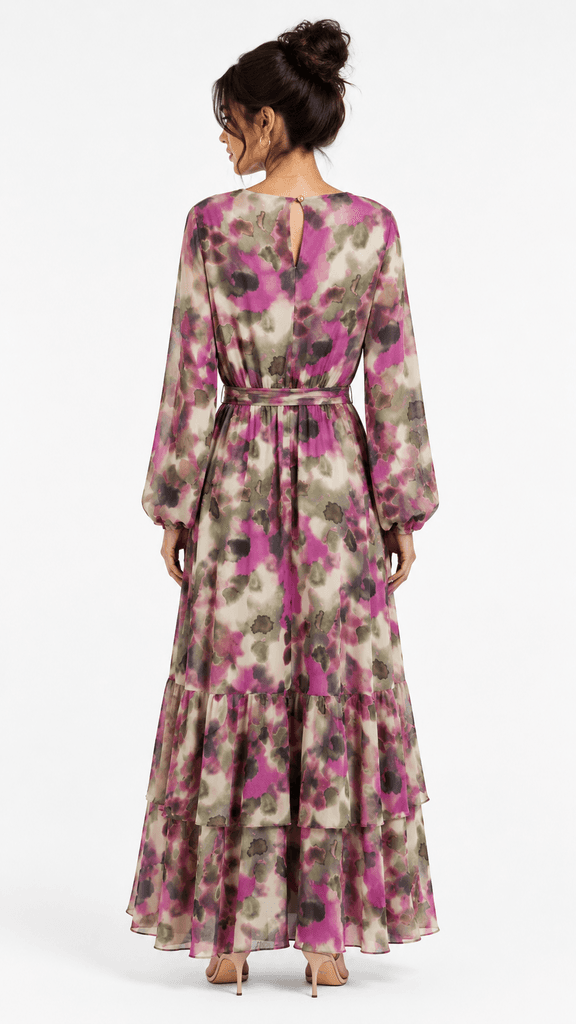 Maxmu Women's Elegant Chiffon Dress - Pink (Size 1) 2