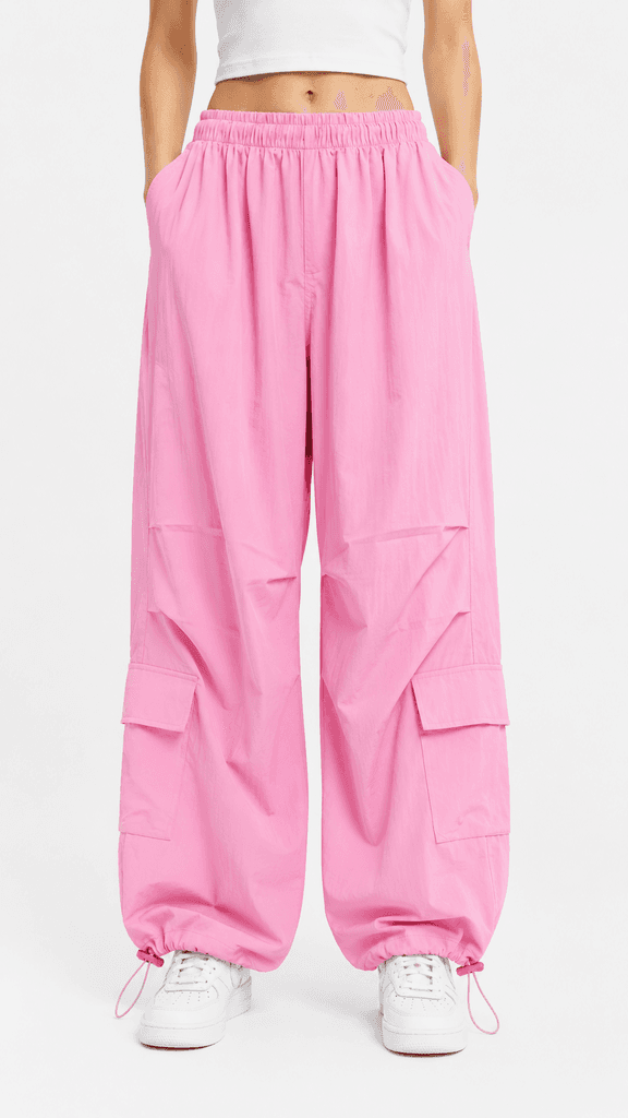 Reyon Women's Lightweight Polyester Cargo Pants - Pink (S) 1