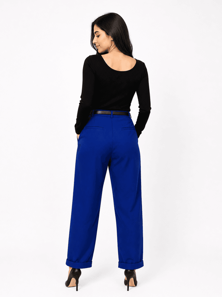 Reyon Women's Premium Cotton Wide-Leg Palazzo Pants - Royal Blue (S) 3