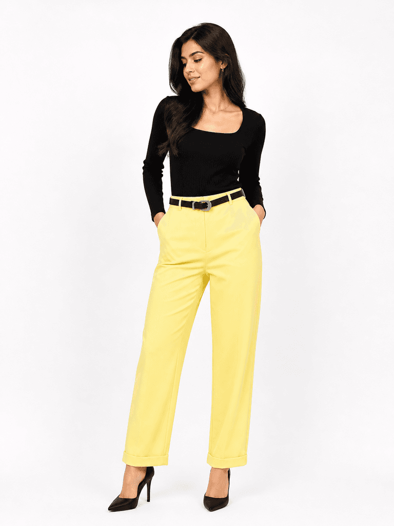 Reyon Women's Premium Cotton Wide-Leg Palazzo Pants - Yellow (S) 1