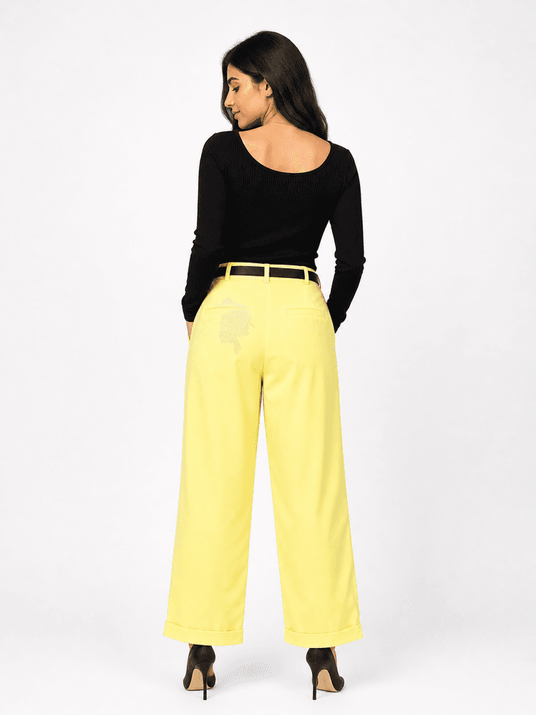 Reyon Women's Premium Cotton Wide-Leg Palazzo Pants - Yellow (S) 3