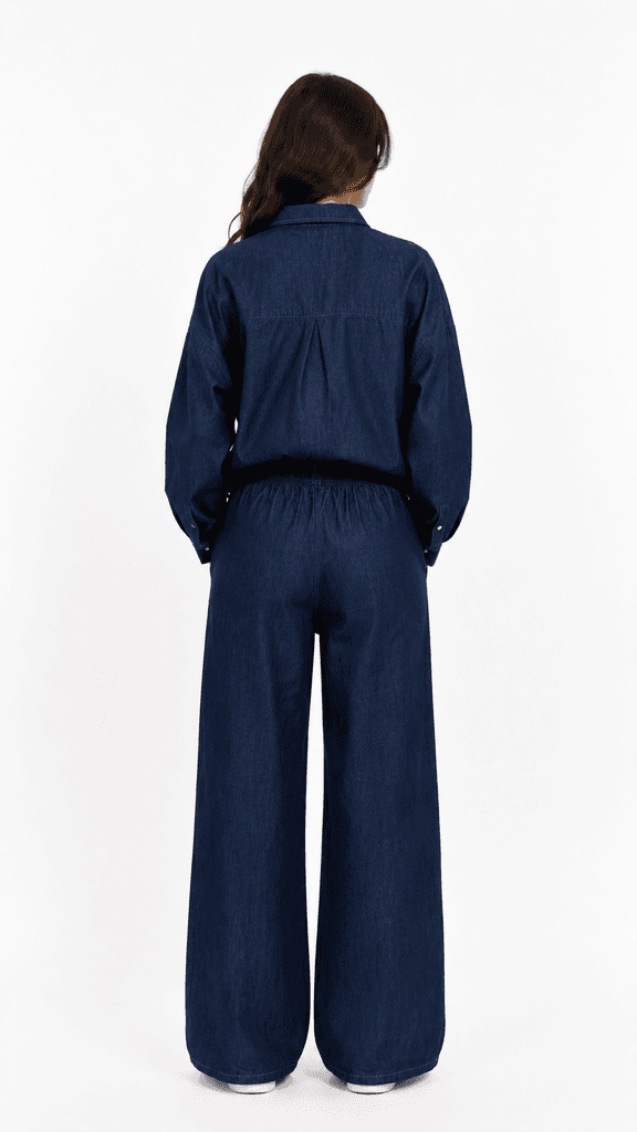 blue day’s Women's Premium Cotton Denim Shirt & Pants Co-ord Set - Dark Denim Blue (S) 2