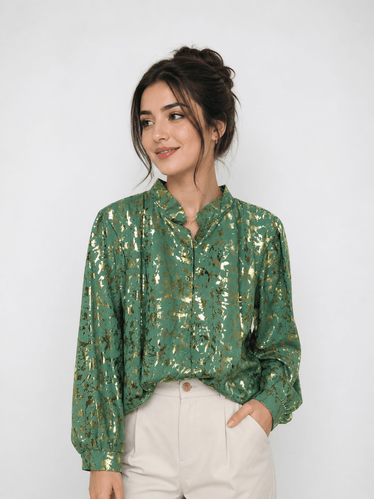 Kitata Women's Elegant Polyester Blouse - Green (S) 1