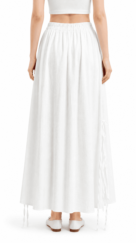 Nox-s Women's Elegant White Cotton Skirt - S 2