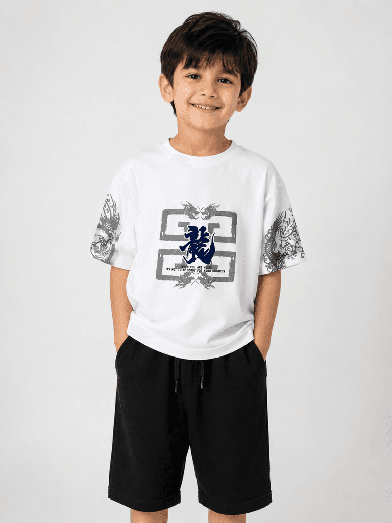Ruhat Premium Kids' 100% Cotton T-Shirt and Shorts Set - White (11 years) 1