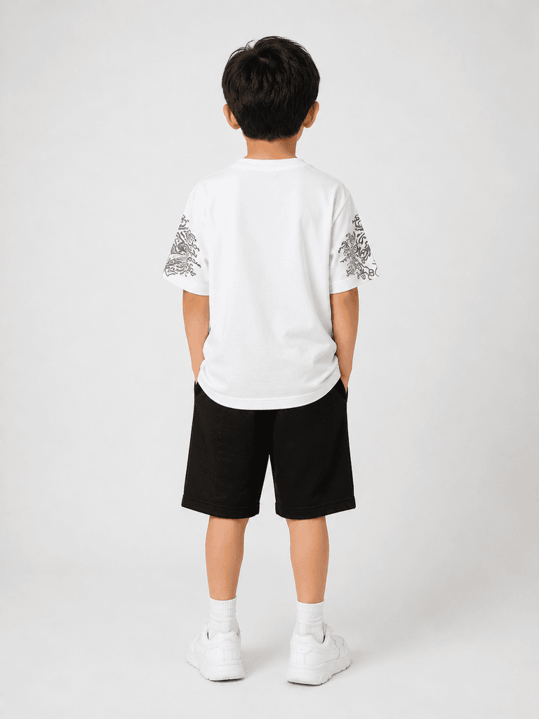 Ruhat Premium Kids' 100% Cotton T-Shirt and Shorts Set - White (11 years) 2