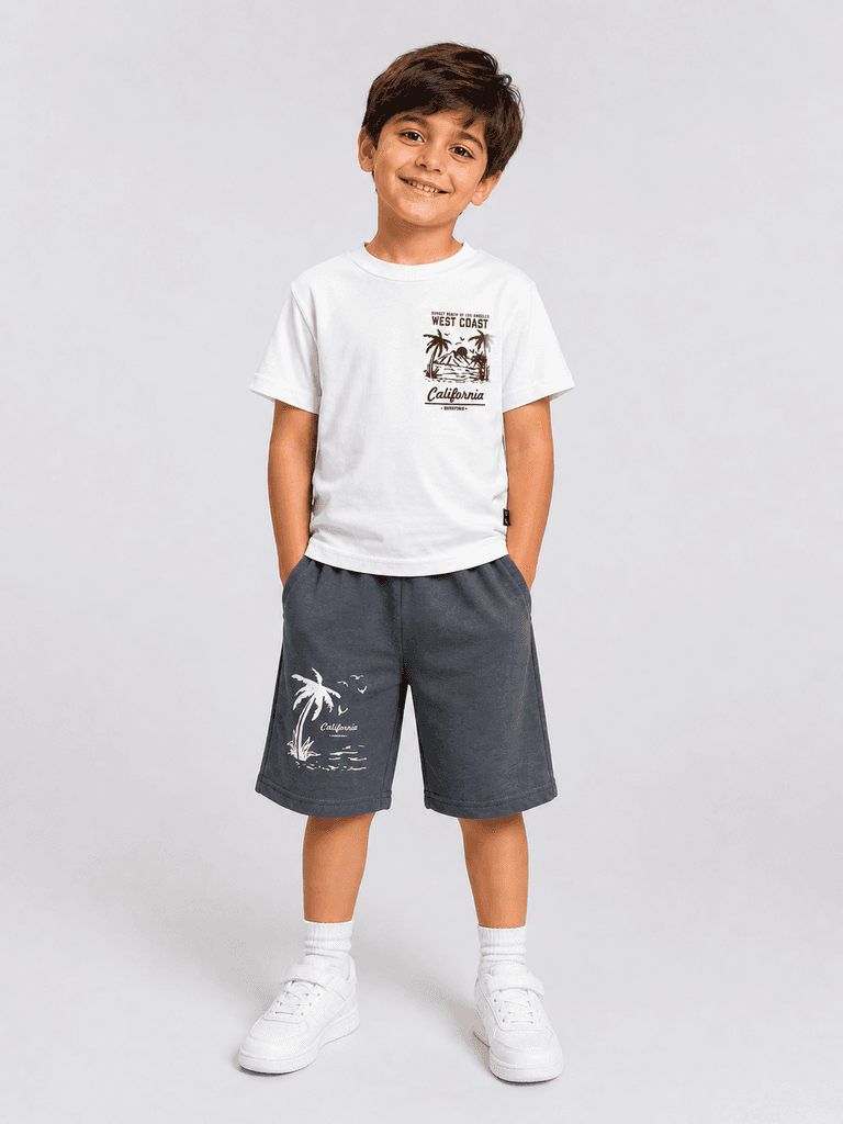 Nirvana Boys' Cotton T-Shirt and Shorts Two-Piece Set - Gray, Size 7 1